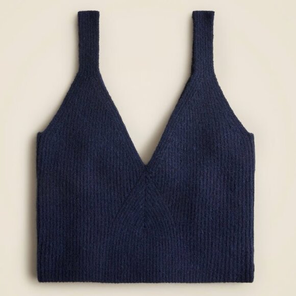 NWT J Crew womens cashmere-blend cropped sweater-tank navy size S - Picture 1 of 6